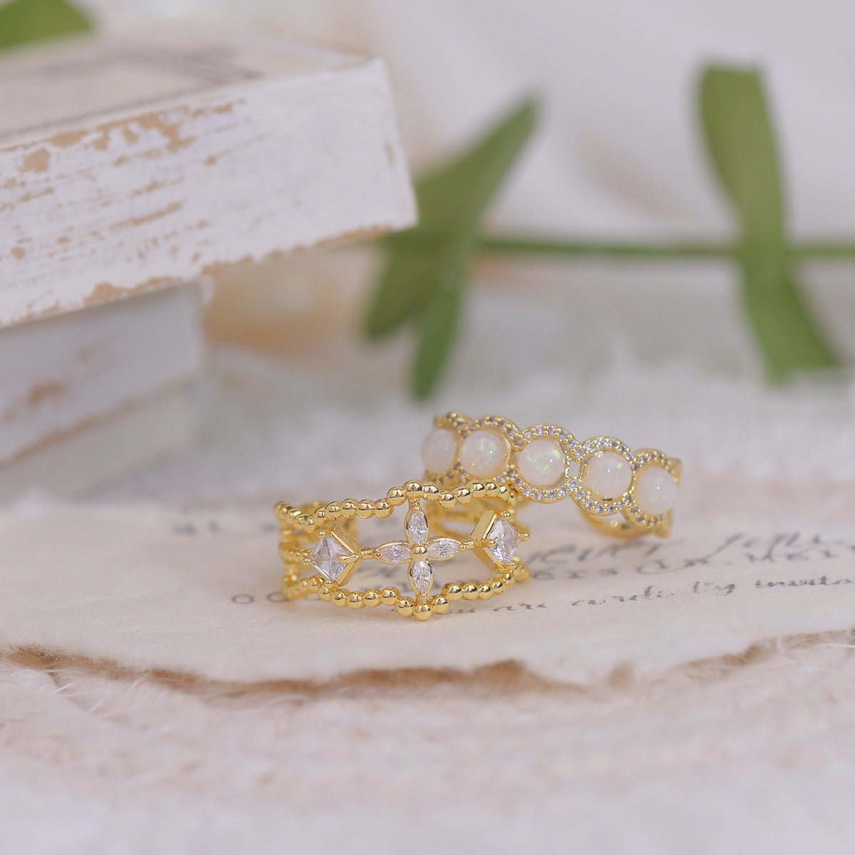 Opalblüten-Ring-Set