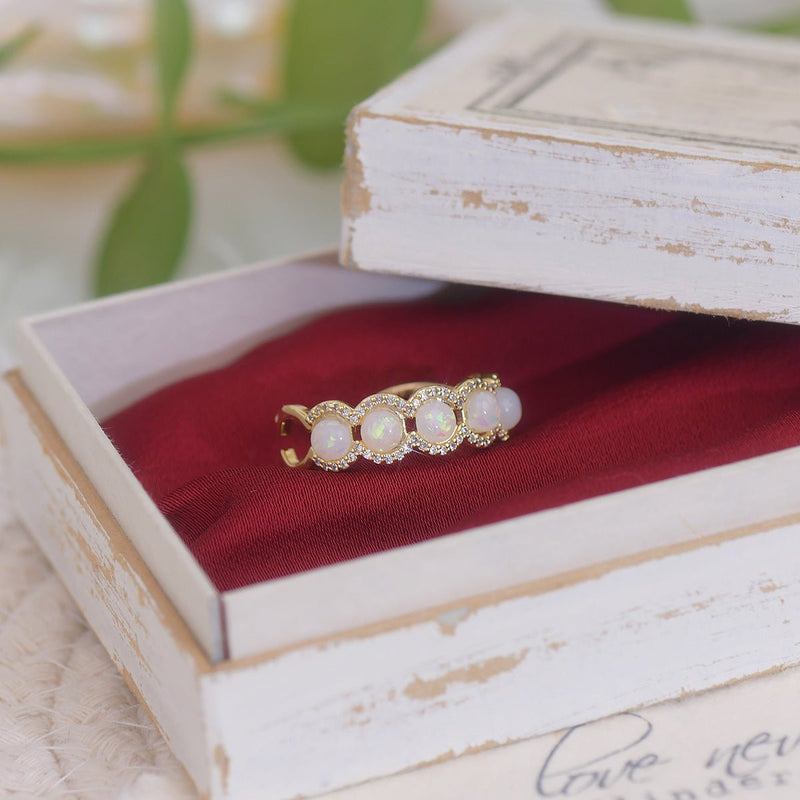 Opalblüten-Ring-Set
