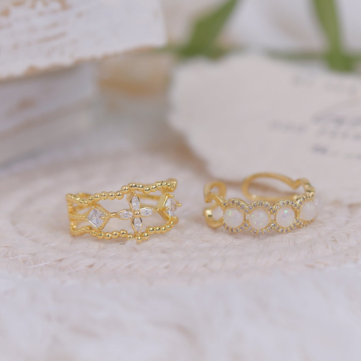 Opalblüten-Ring-Set