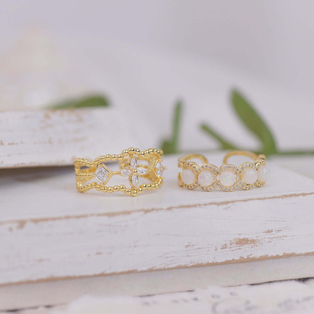 Opalblüten-Ring-Set