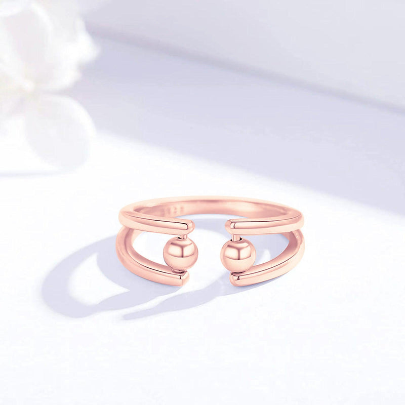 Offener Anti-Angst-Ring mit zwei Perlen