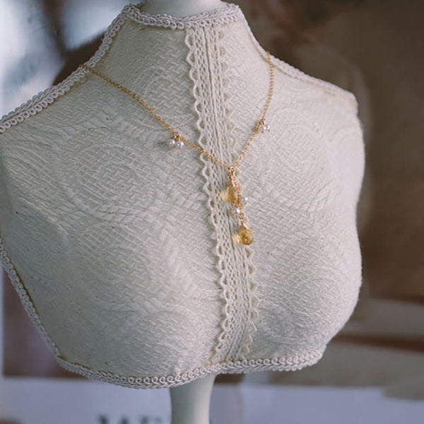 Halskette mit orangefarbenen Edelsteinen – Connie (massives Silber)