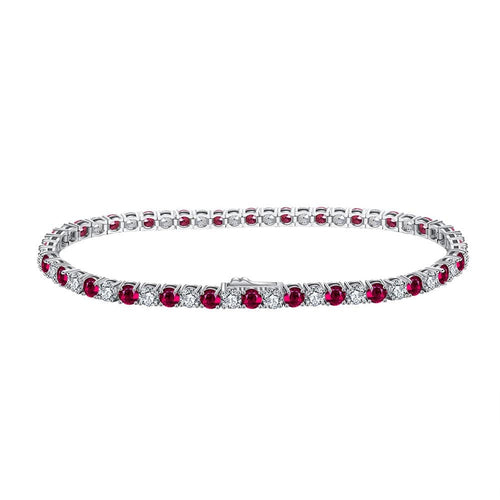 925 Sterling Silber - Rundes Diamant - Zirkoniumdioxid Armband