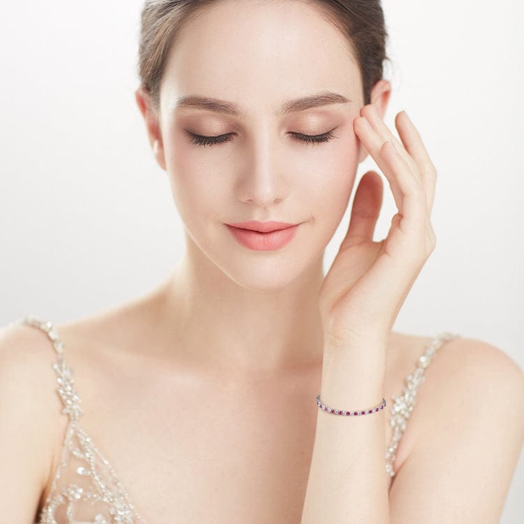 925 Sterling Silber - Rundes Diamant - Zirkoniumdioxid Armband