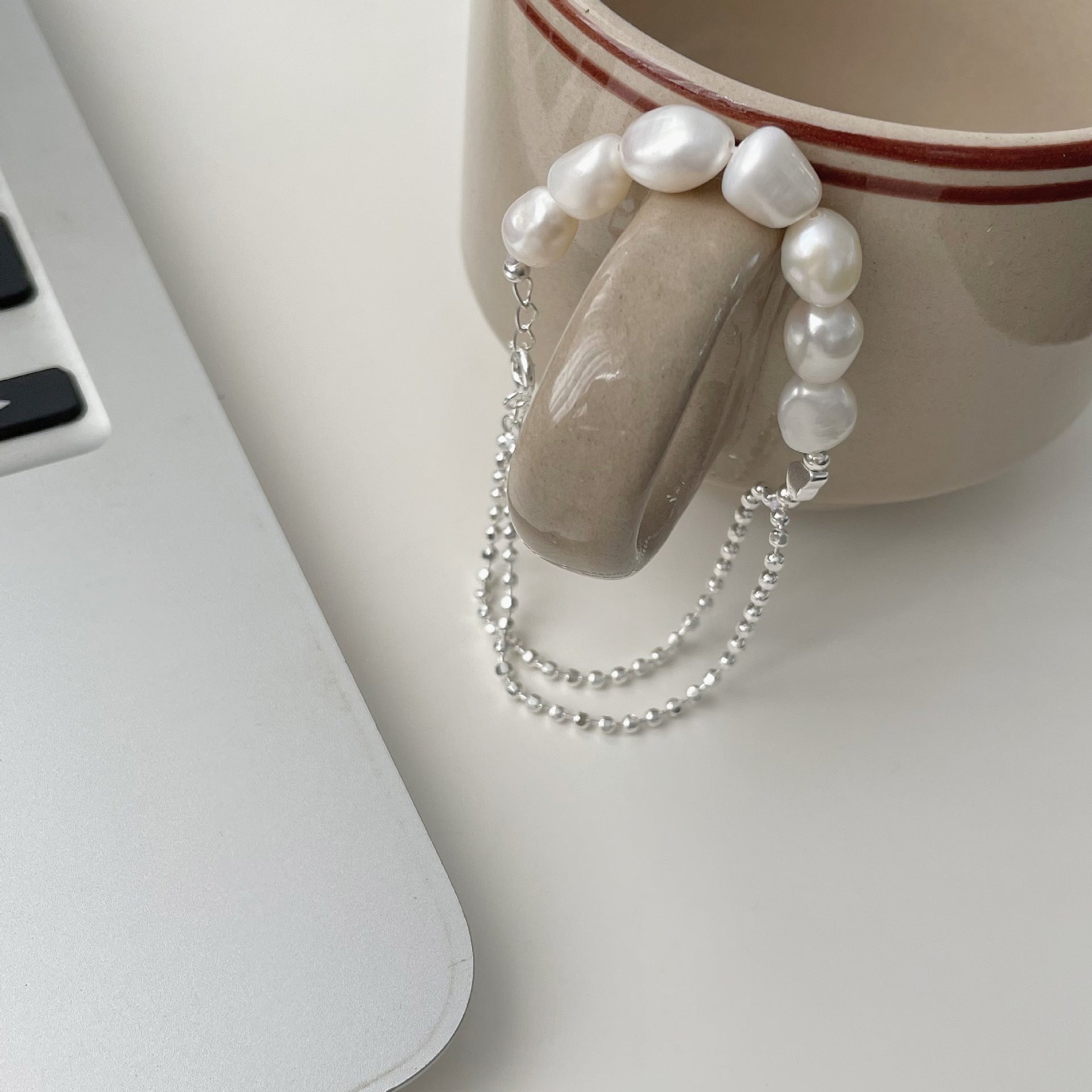 Perlenarmband - Asha (massives Silber)