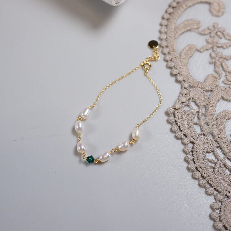 Perlenarmband - Sharon (massives Silber)