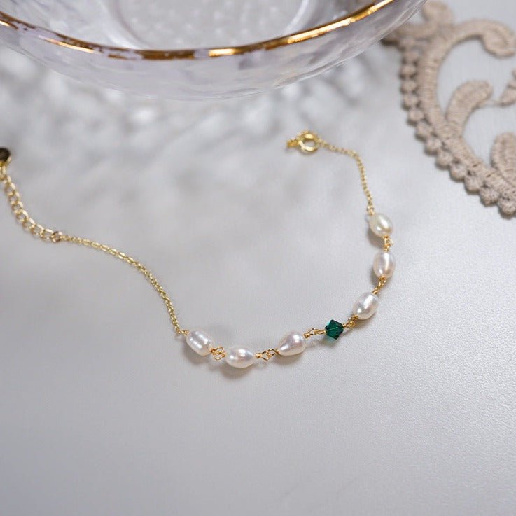 Perlenarmband - Sharon (massives Silber)