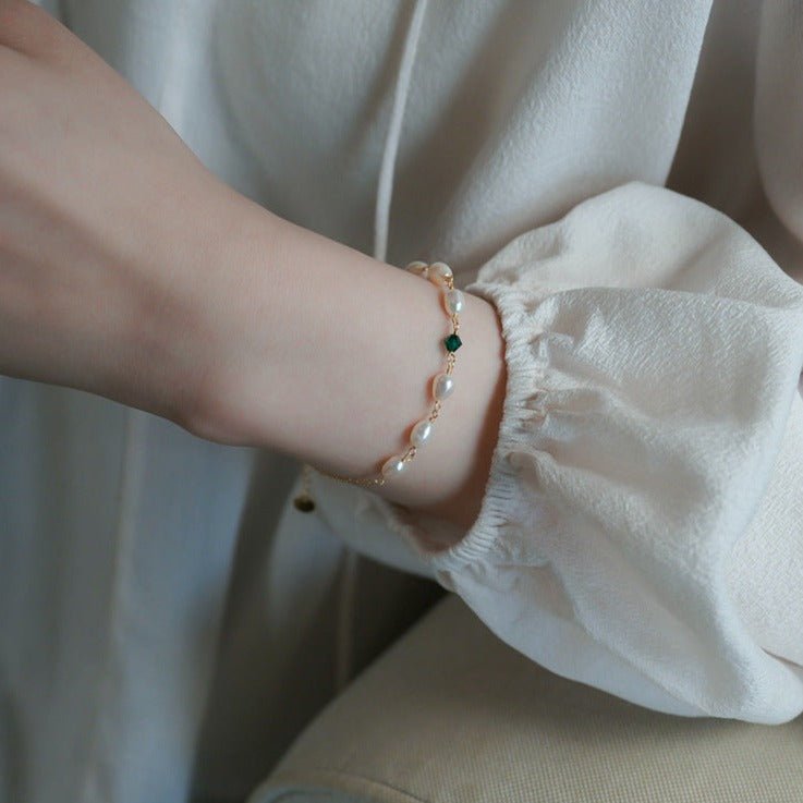 Perlenarmband - Sharon (massives Silber)