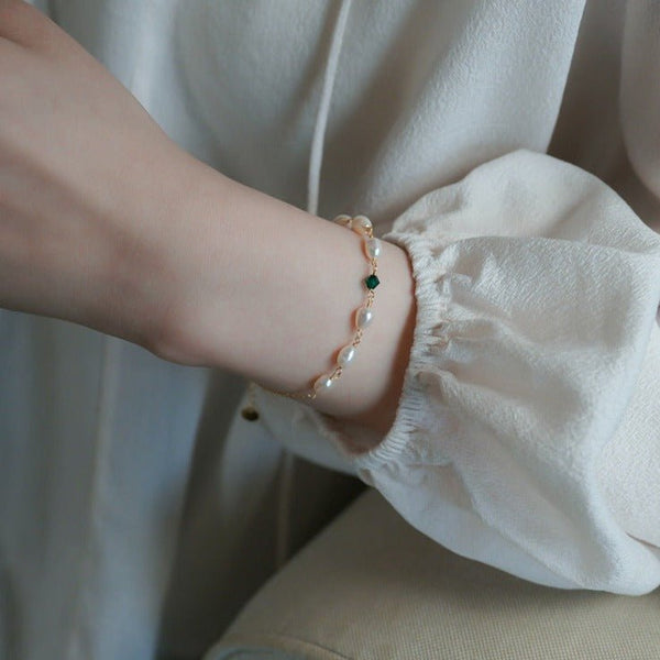 Perlenarmband - Sharon (massives Silber)