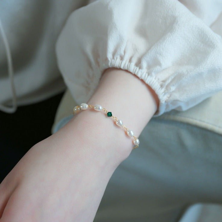 Perlenarmband - Sharon (massives Silber)