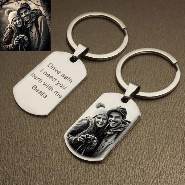 Personalisierter Schlüsselanhänger mit Foto und Nachricht