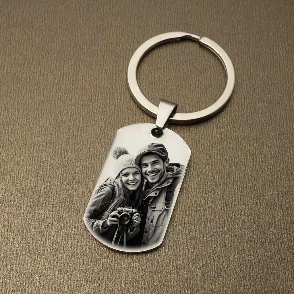 Personalisierter Schlüsselanhänger mit Foto und Nachricht