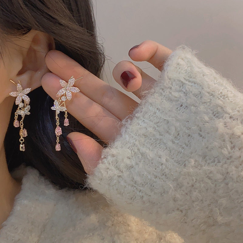 Rosa Blumen-Ohrhänger