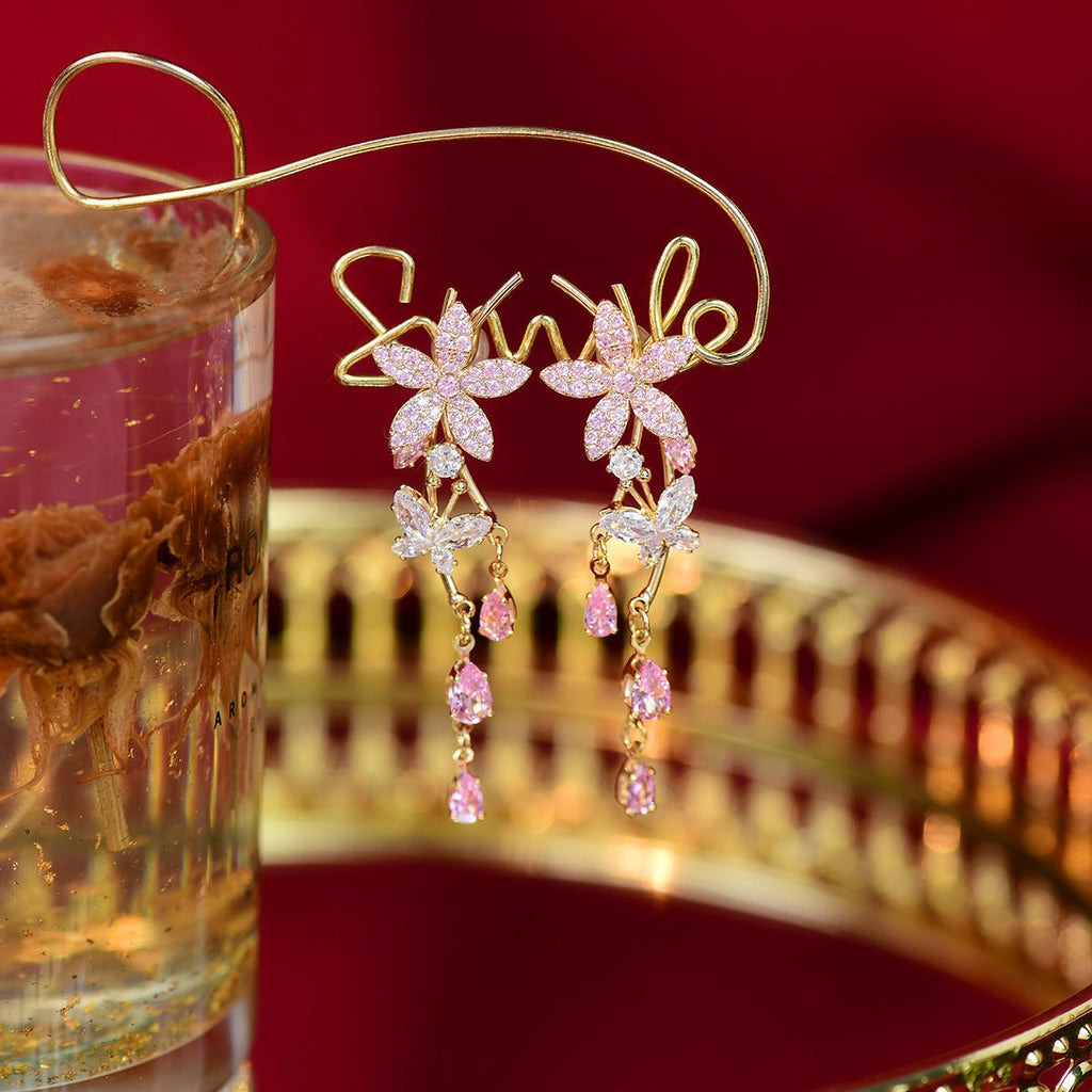 Rosa Blumen-Ohrhänger