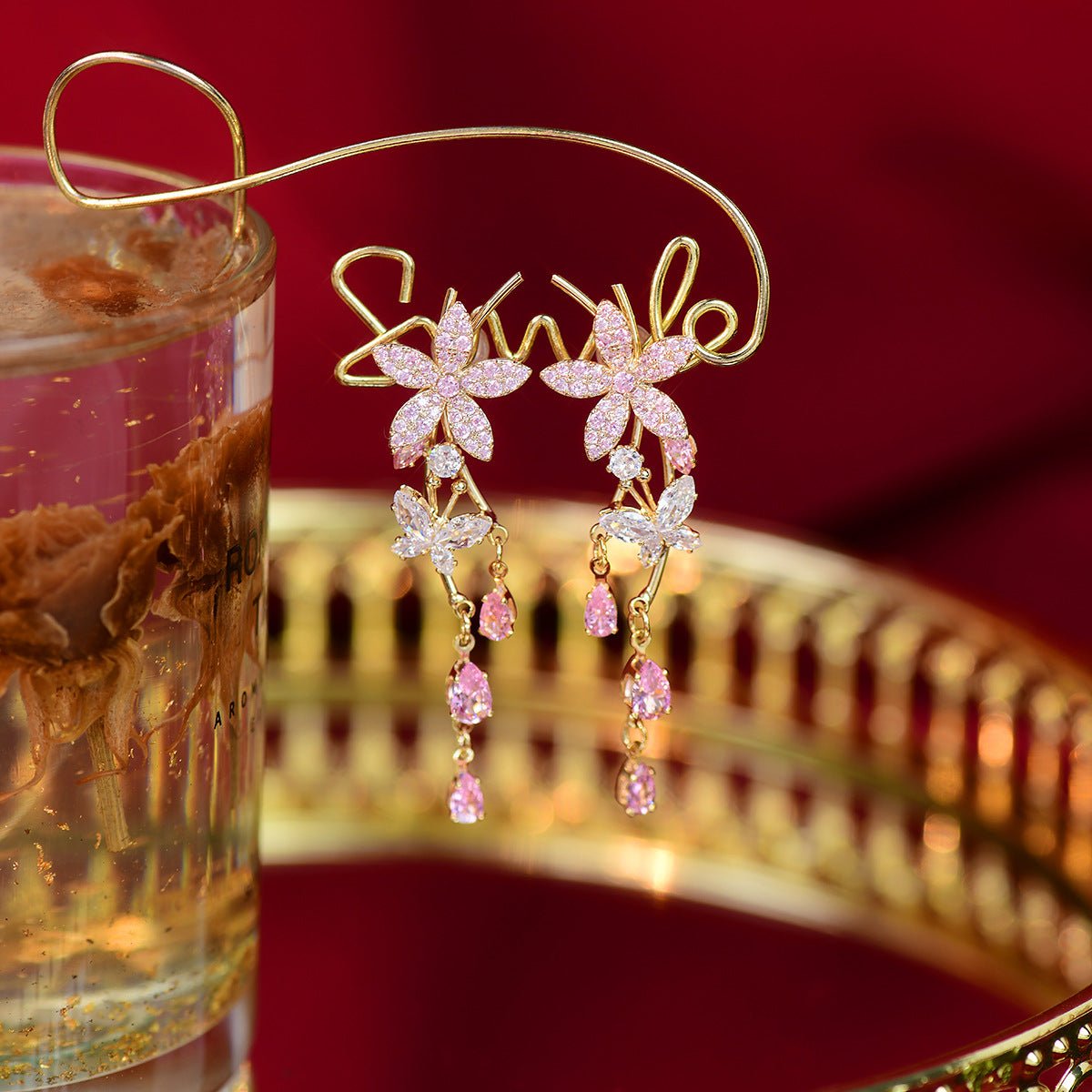 Rosa Blumen-Ohrhänger