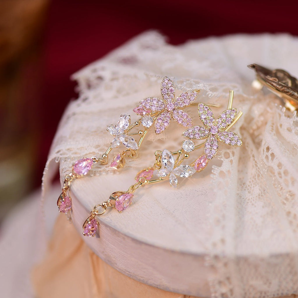 Rosa Blumen-Ohrhänger