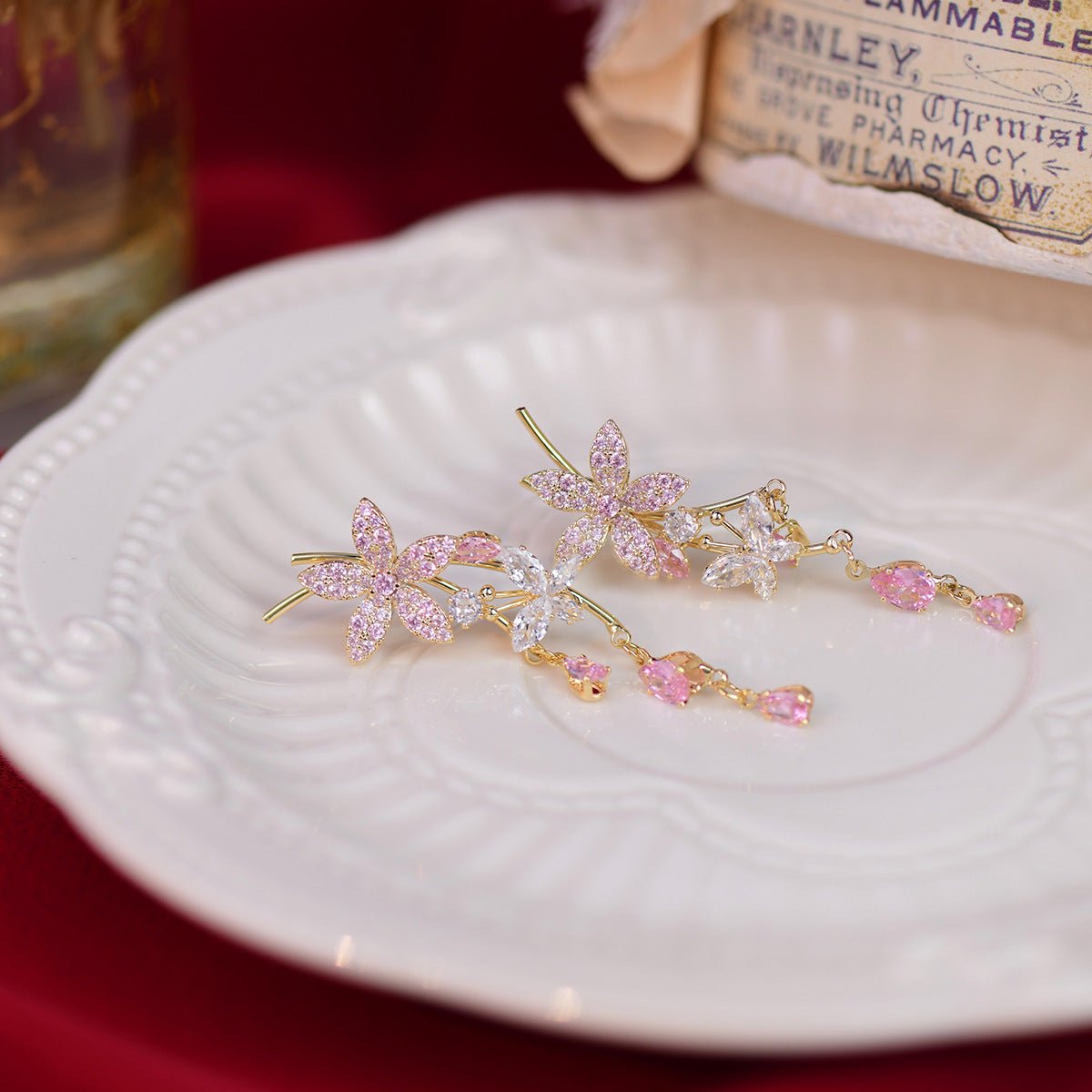 Rosa Blumen-Ohrhänger