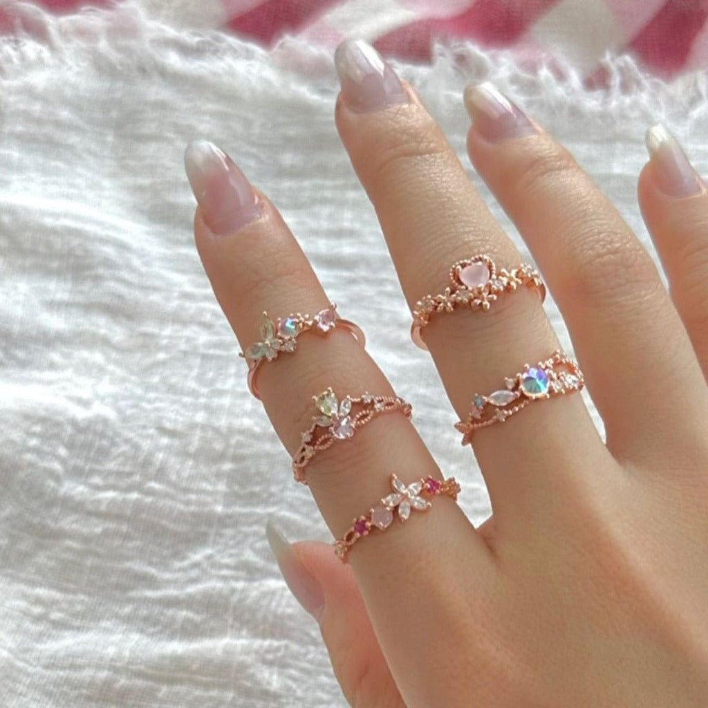 Blumenring mit rosa Edelsteinen – Victoria