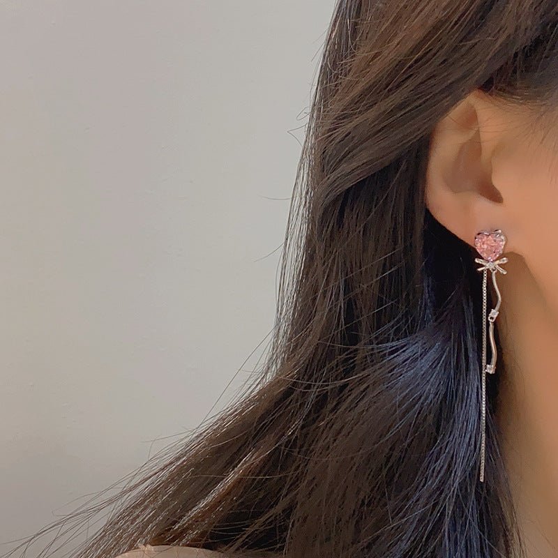 Rosa Herz-Tropfen-Ohrringe