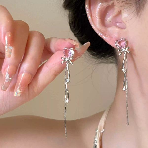 Rosa Herz-Tropfen-Ohrringe