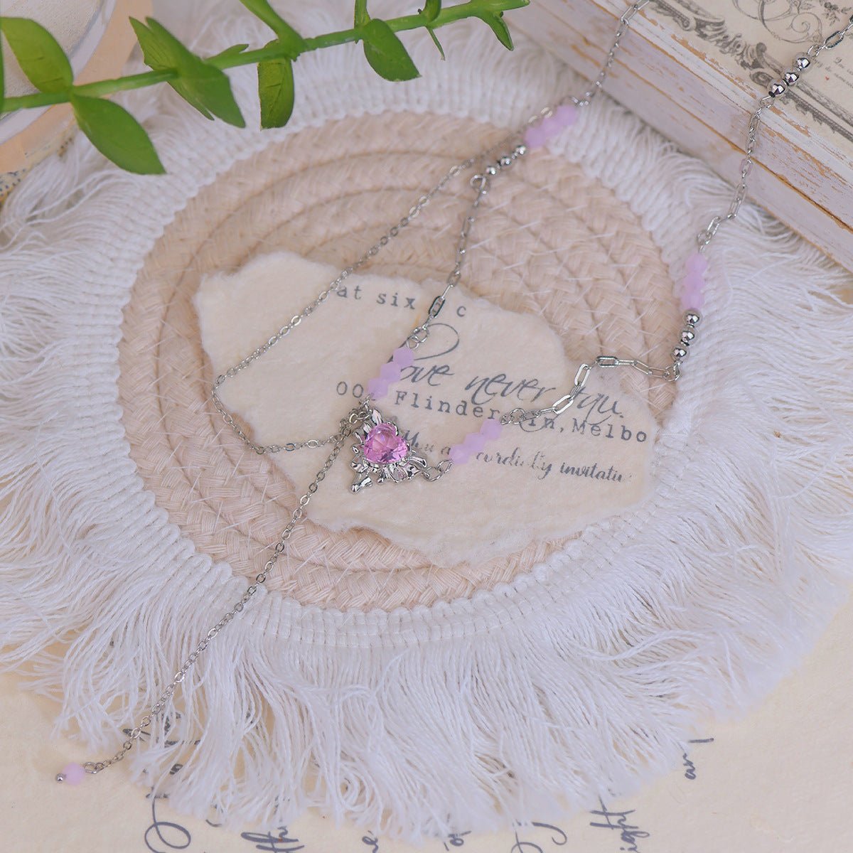 Rosa Herz Halskette - Athena