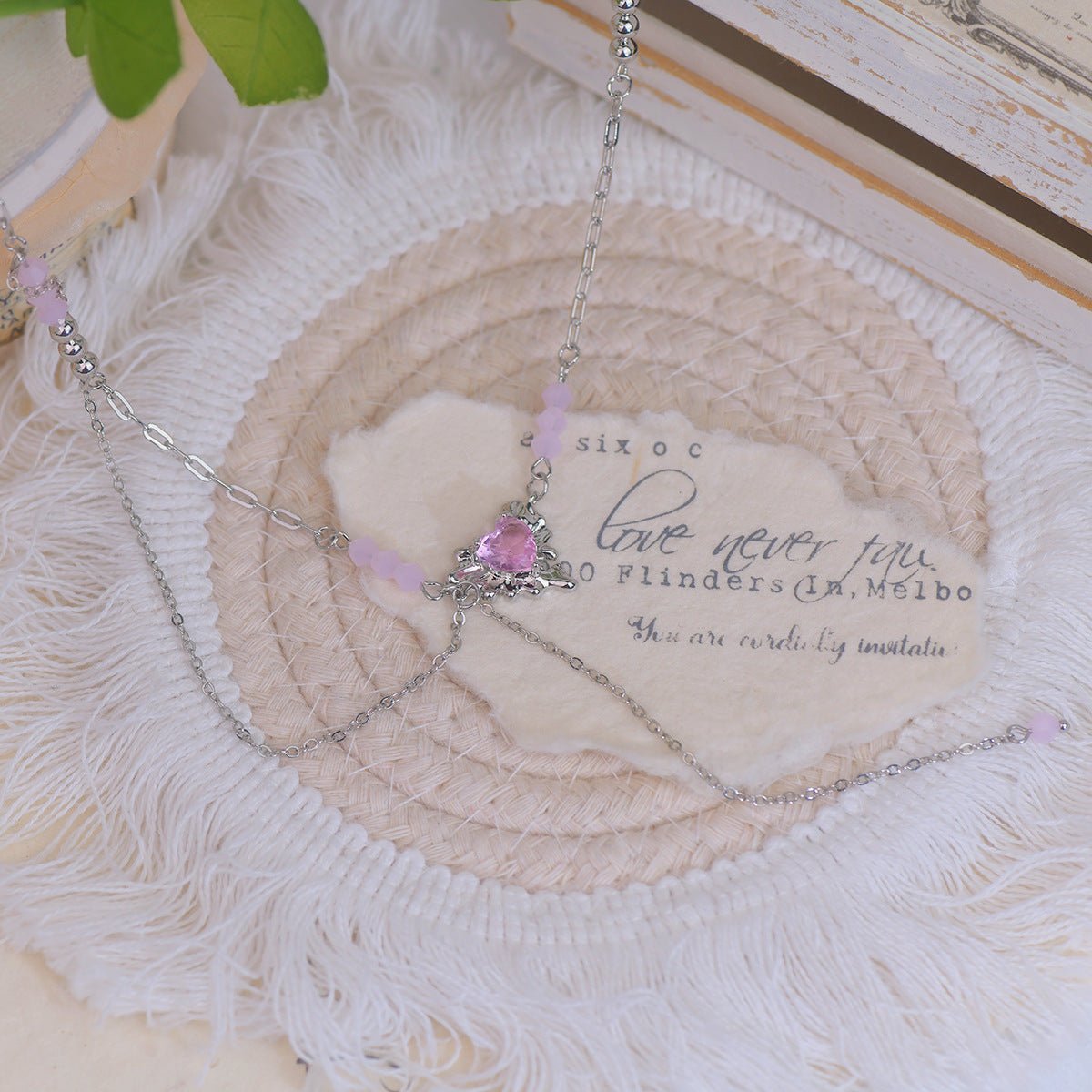 Rosa Herz Halskette - Athena