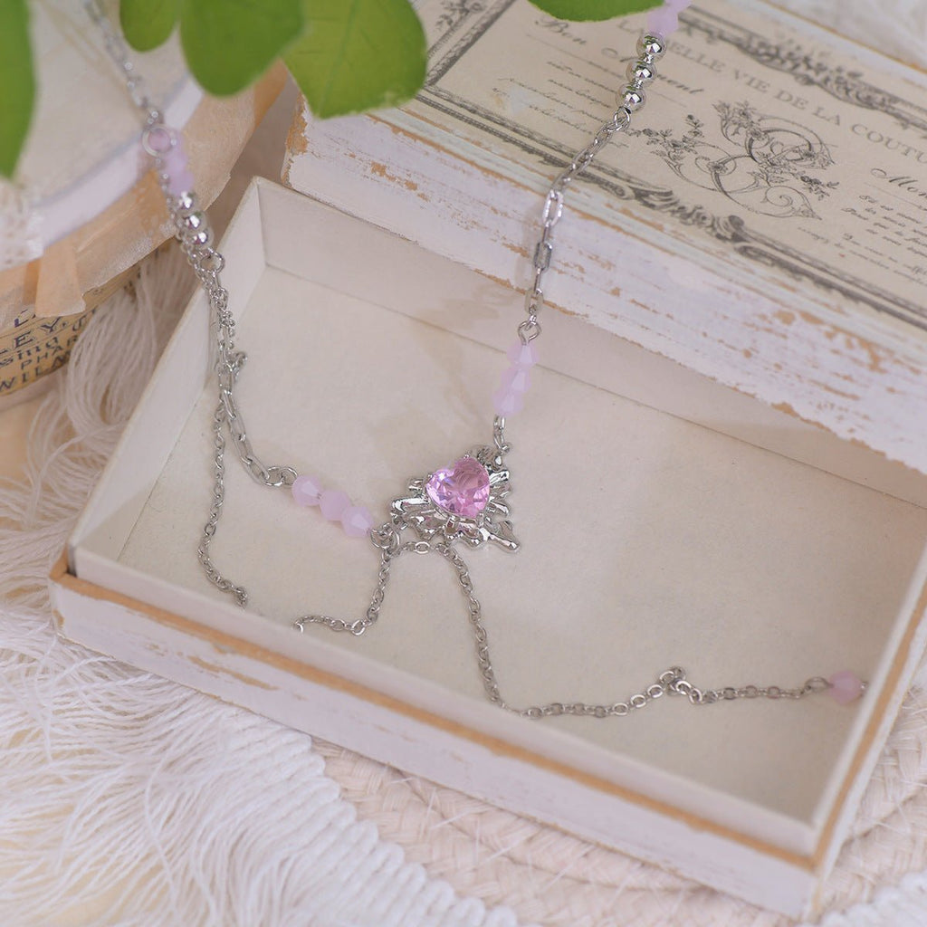 Rosa Herz Halskette - Athena