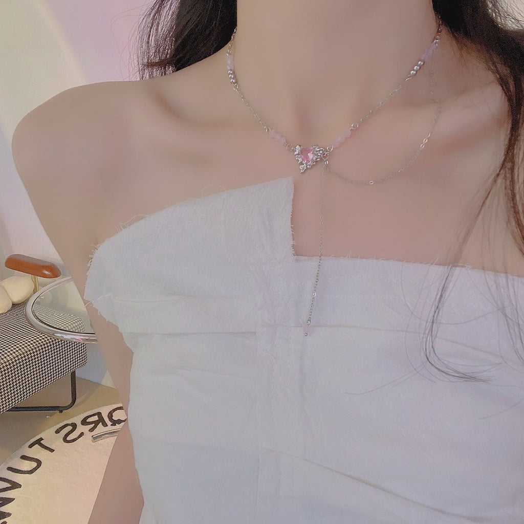 Rosa Herz Halskette - Athena