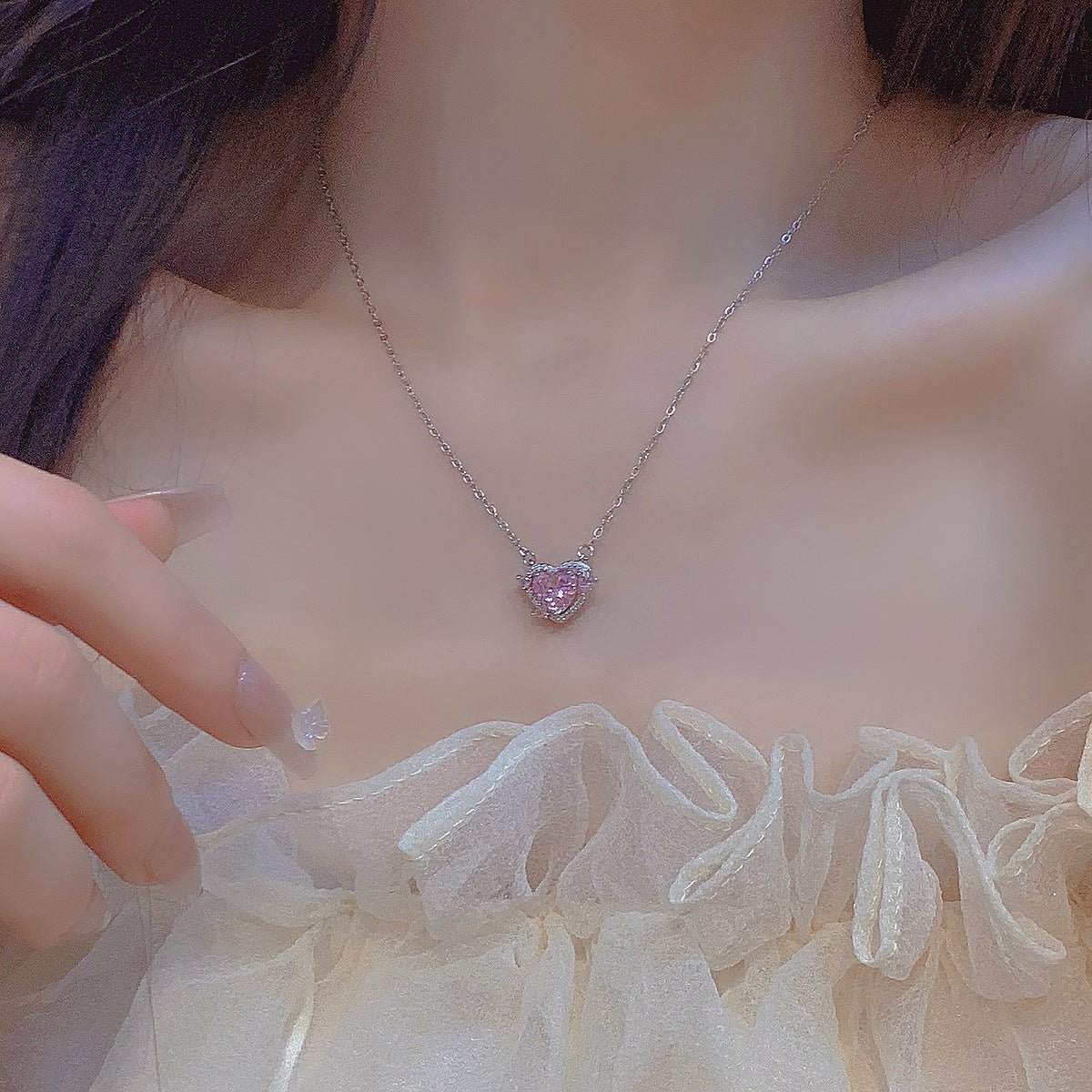 Rosa Herz Halskette - Peggy