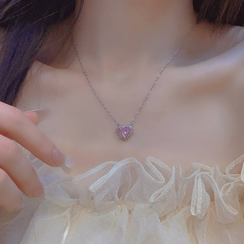 Rosa Herz Halskette - Peggy