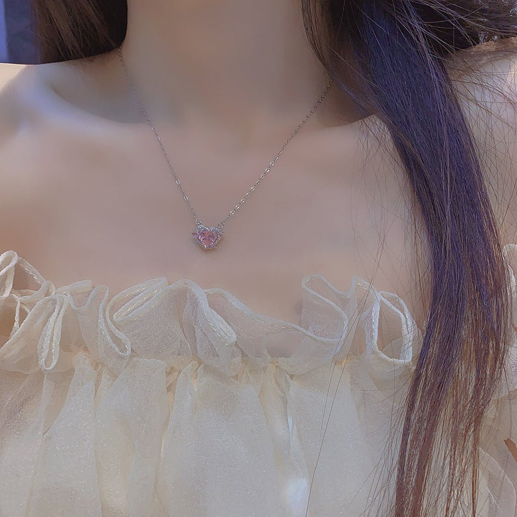 Rosa Herz Halskette - Peggy