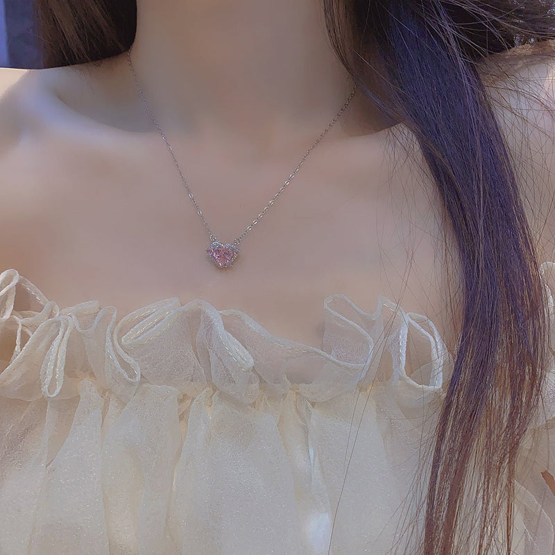 Rosa Herz Halskette - Peggy