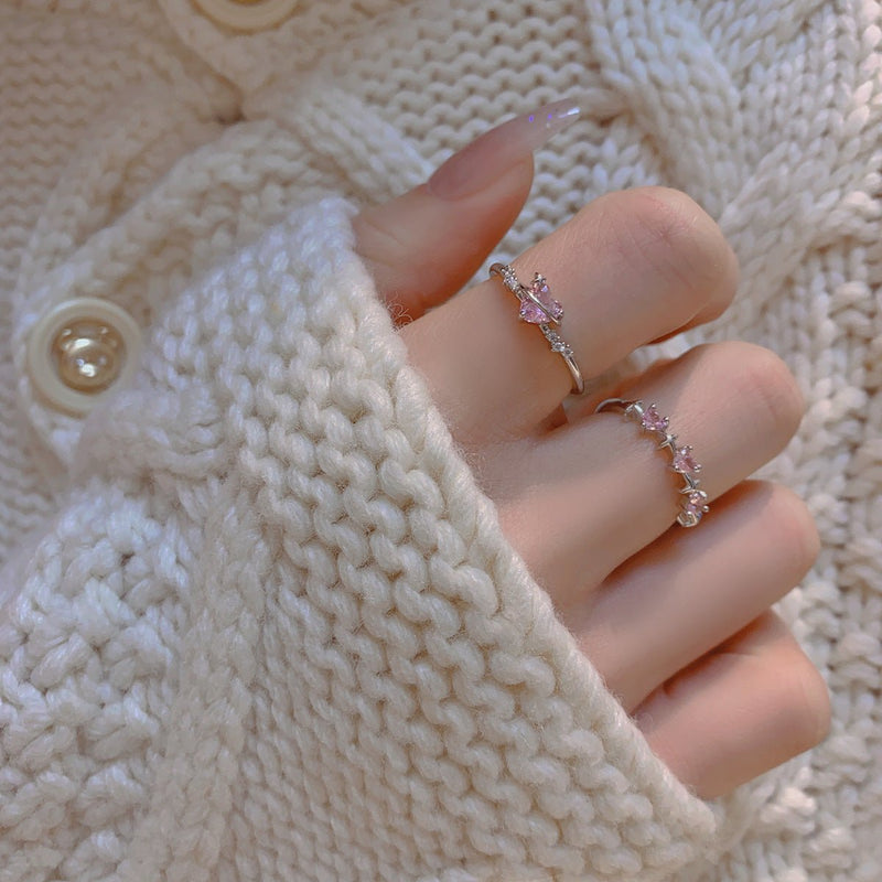 Rosa Herz-Ring-Set