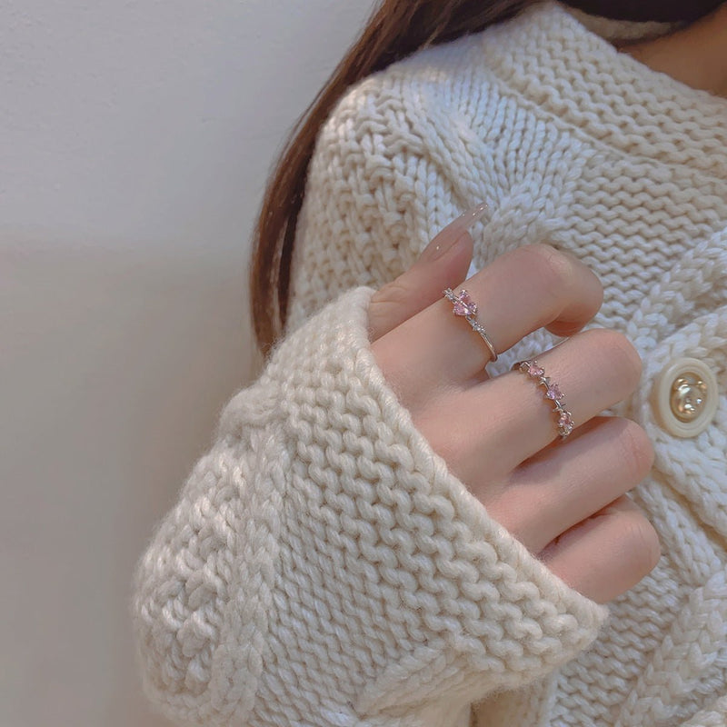 Rosa Herz-Ring-Set