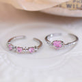 Rosa Herz-Ring-Set