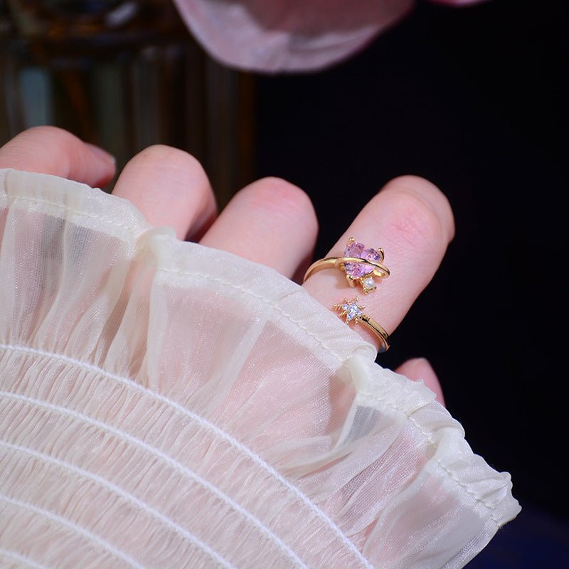 Rosa Herz Sternschnuppenring