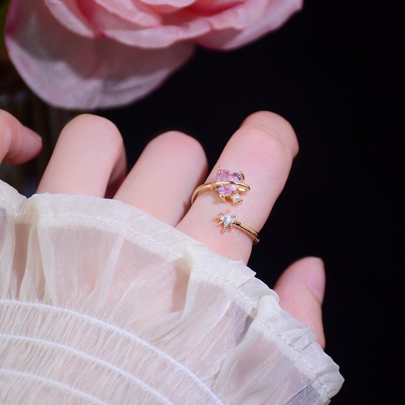 Rosa Herz Sternschnuppenring