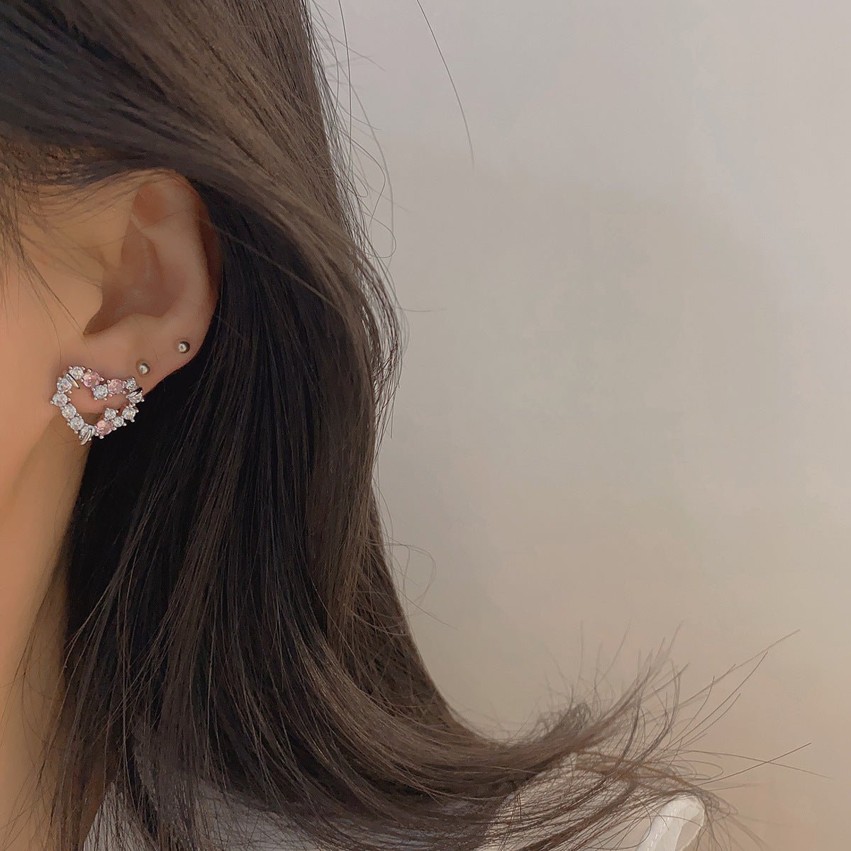 Rosa Herz-Ohrstecker - Kenna