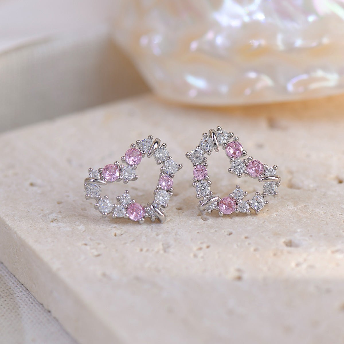 Rosa Herz-Ohrstecker - Kenna