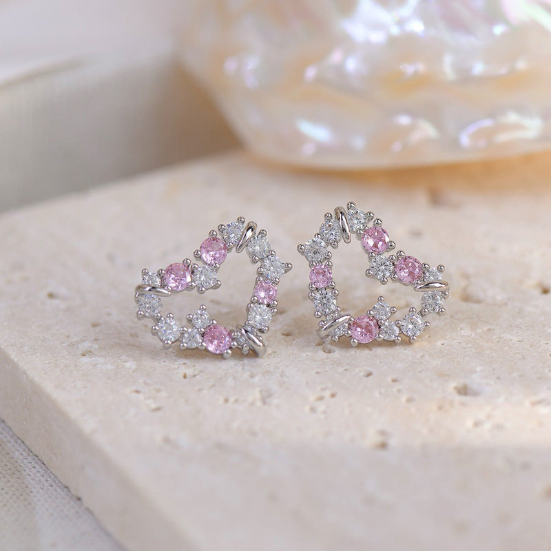 Rosa Herz-Ohrstecker - Kenna