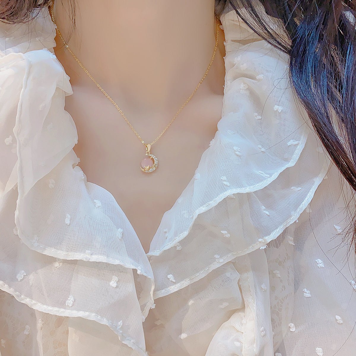 Rosa Mondstern Halskette