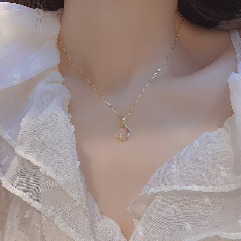 Rosa Mondstern Halskette