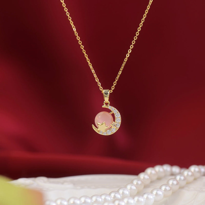 Rosa Mondstern Halskette