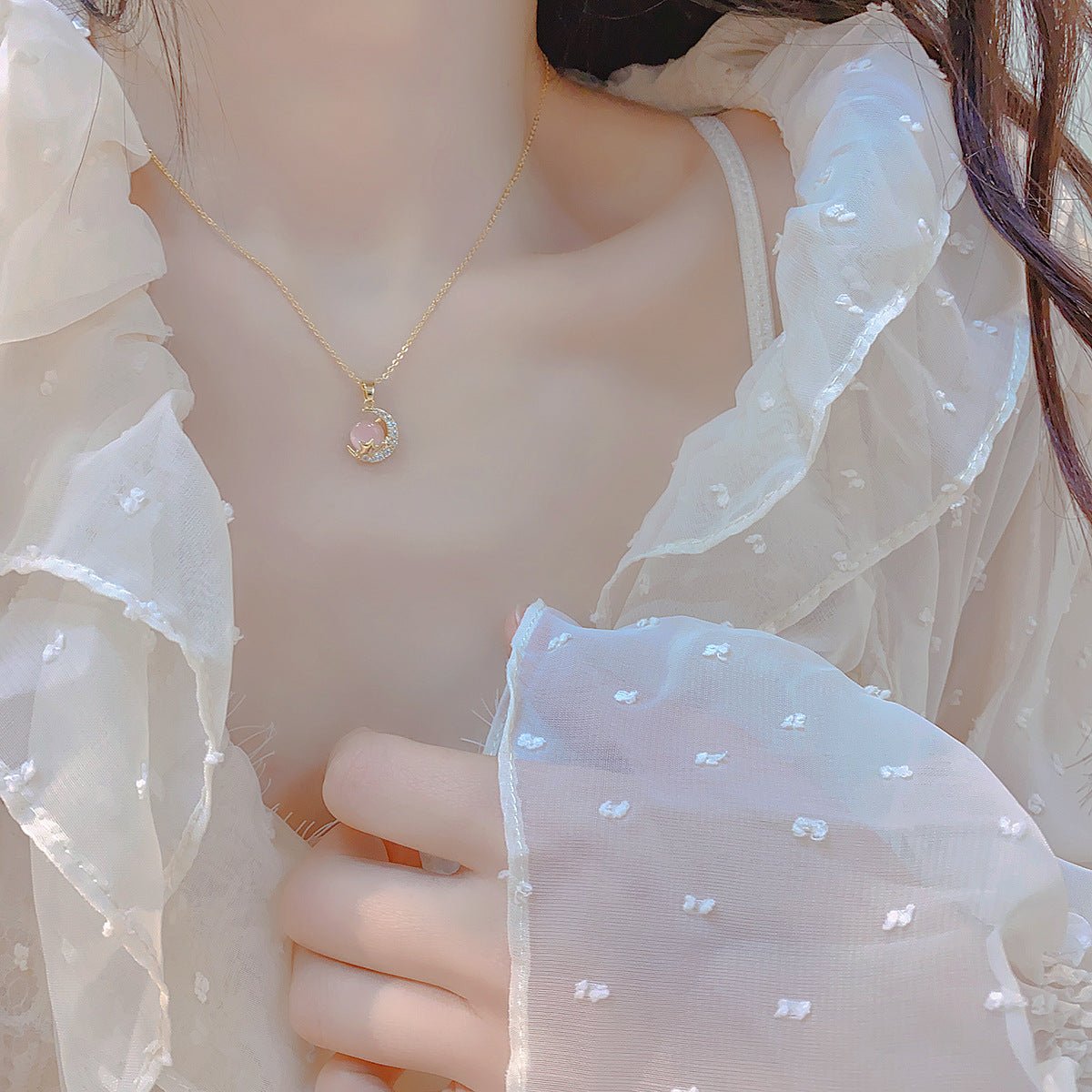 Rosa Mondstern Halskette