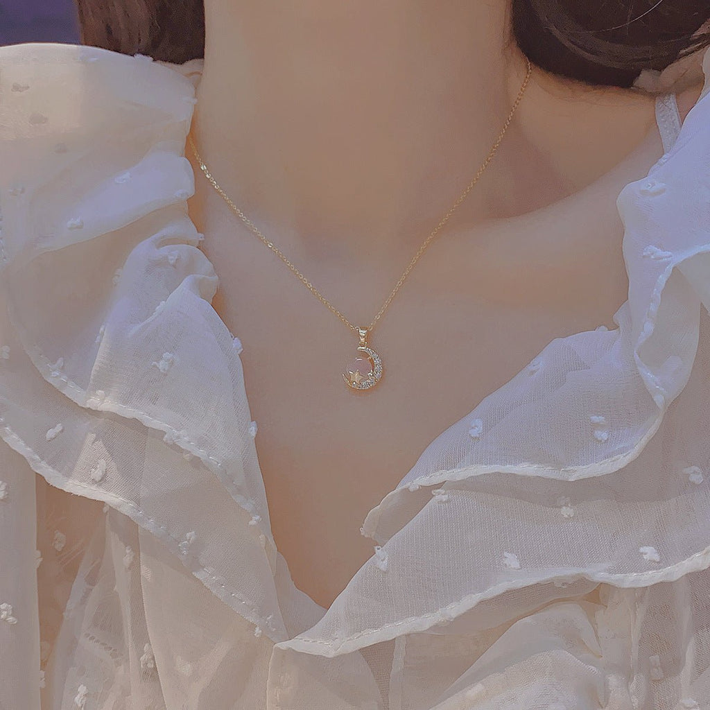 Rosa Mondstern Halskette