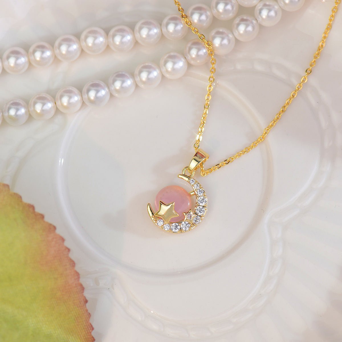 Rosa Mondstern Halskette