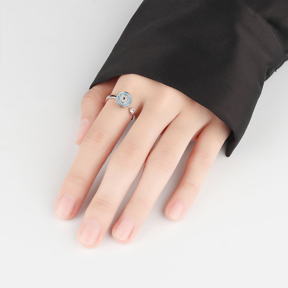 Ocean Eye Sterling Silber Fidget Ring - verstellbar