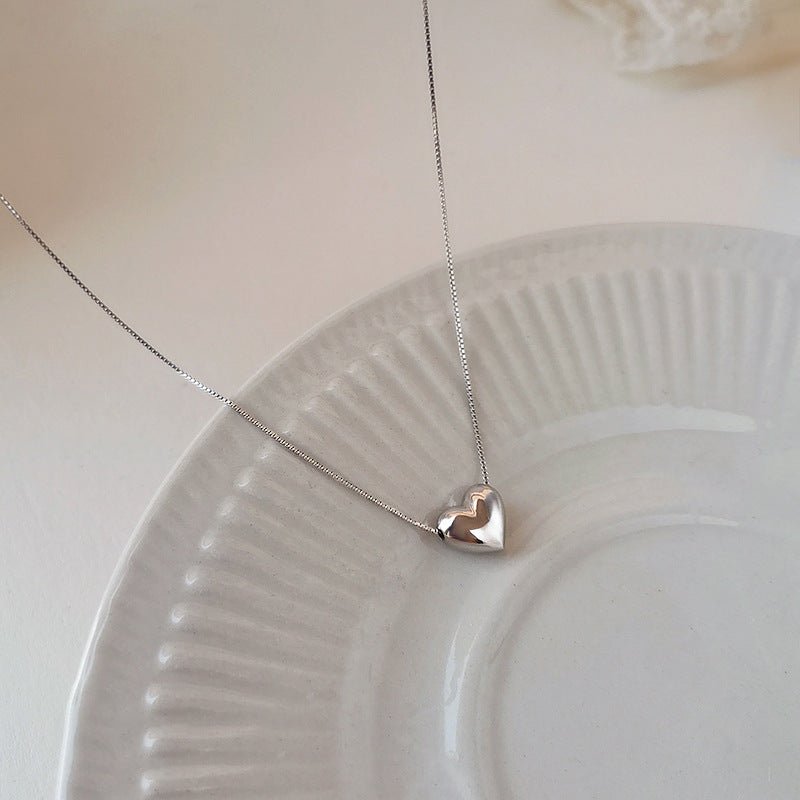 Puffy-Herz-Halskette (massives Silber)