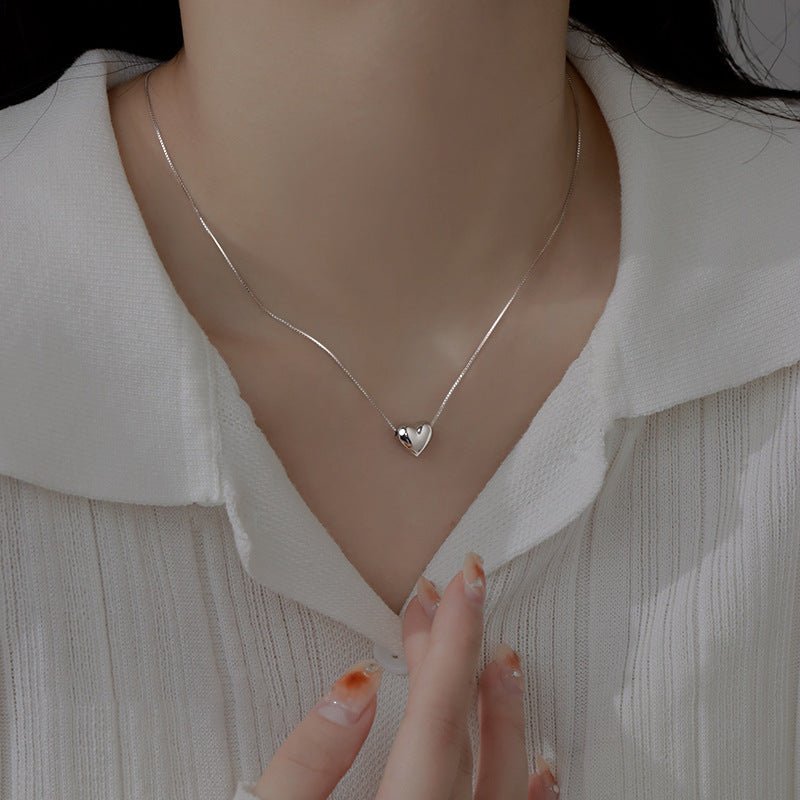 Puffy-Herz-Halskette (massives Silber)