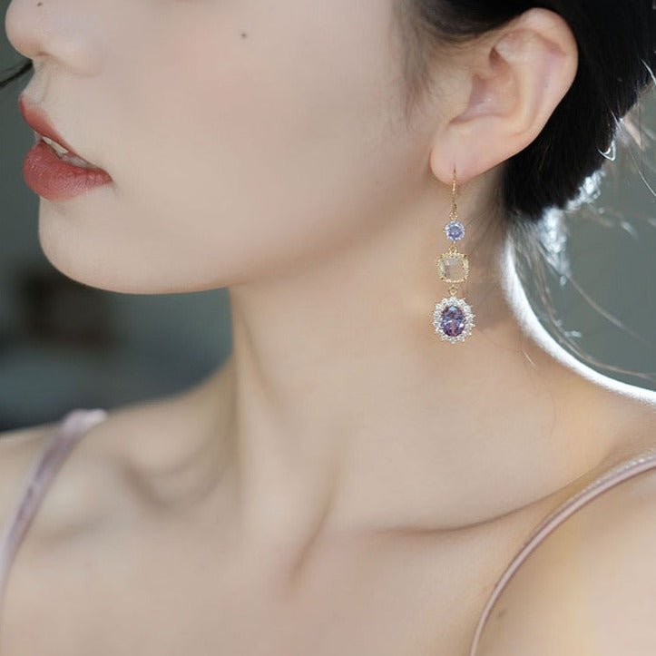 Lila Edelstein-Ohrgehänge